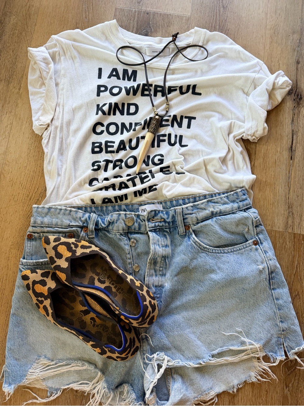 Anine Bing White Tee with Black Graphic
